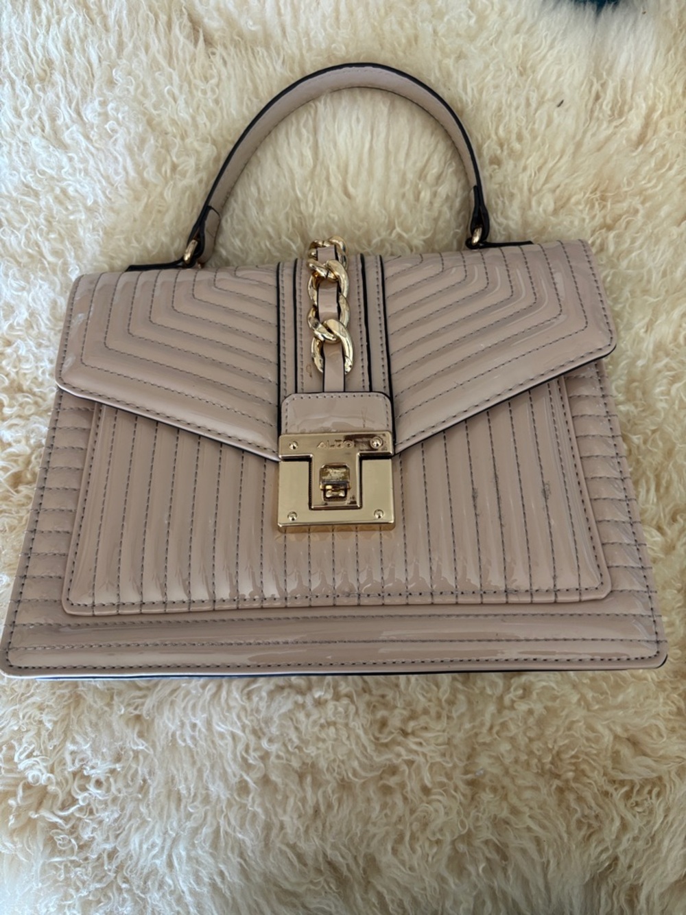 Elegant beige Quilted Top-Handle Women’s Bag
